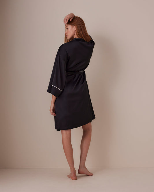 Piped Long Satin Robe