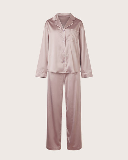 Tailored Wide Leg Satin PJ Set