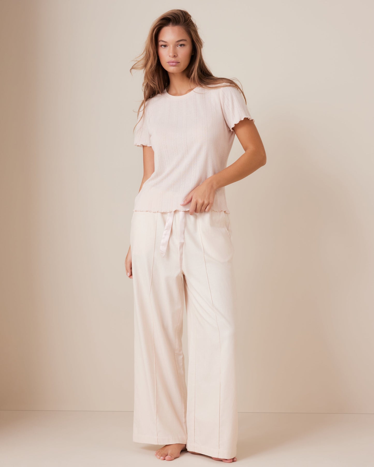 Pin Tuck Twill Wide Leg PJ Pant