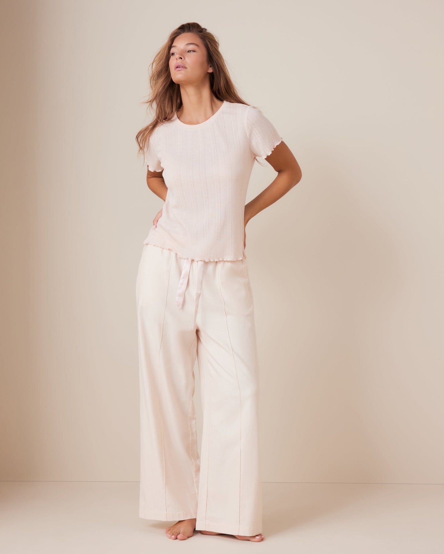 Pin Tuck Twill Wide Leg PJ Pant