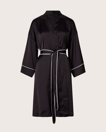 satin dressing gown australia Pure Silk 3/4 Sleeve Short Women's Kimono Dressing Gown with Wrap Desi AU -SILKSILKY
