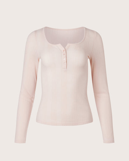 Pointelle Henley LS Top