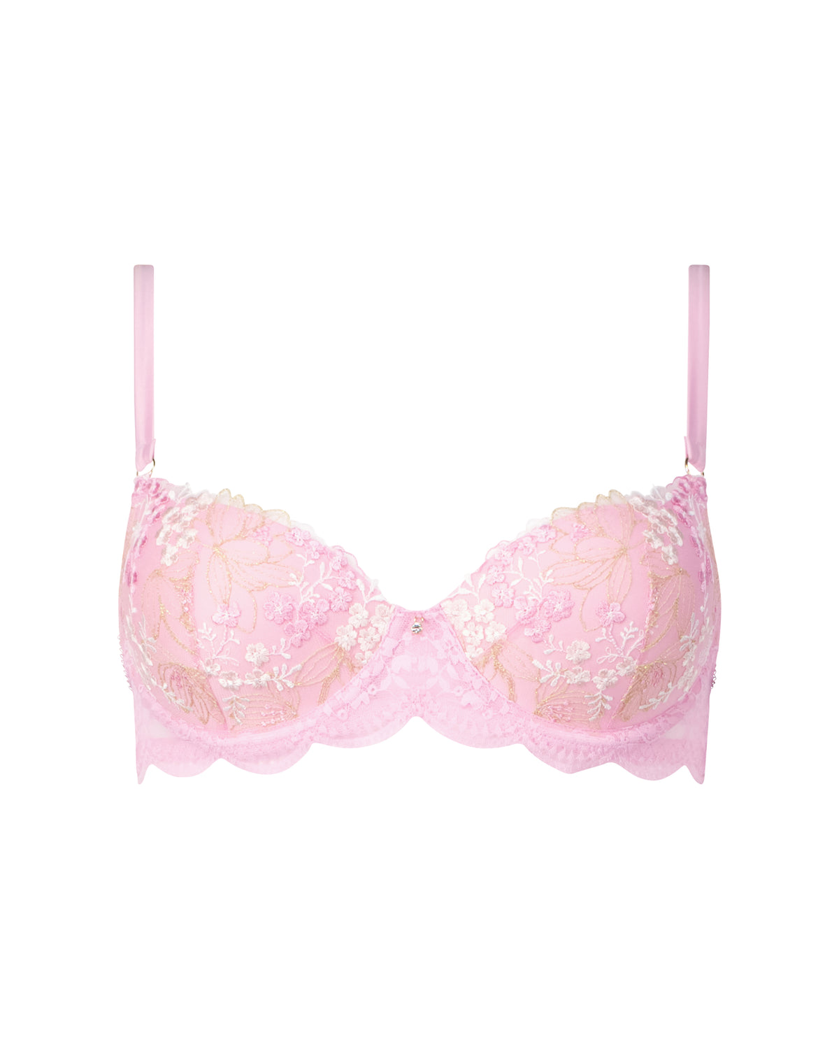 Blossom Embroidery Balconette Lined In Pink
