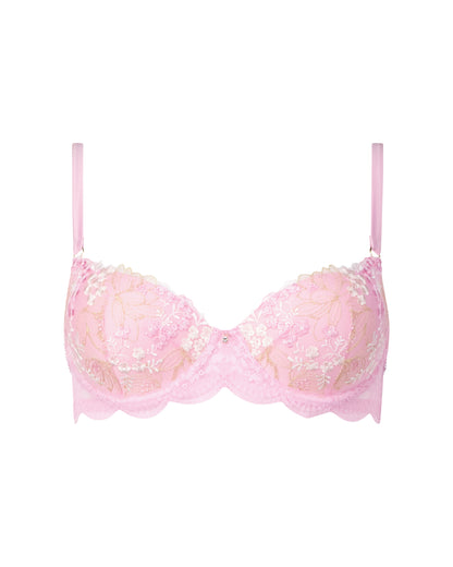 Blossom Embroidery Balconette Lined In Pink