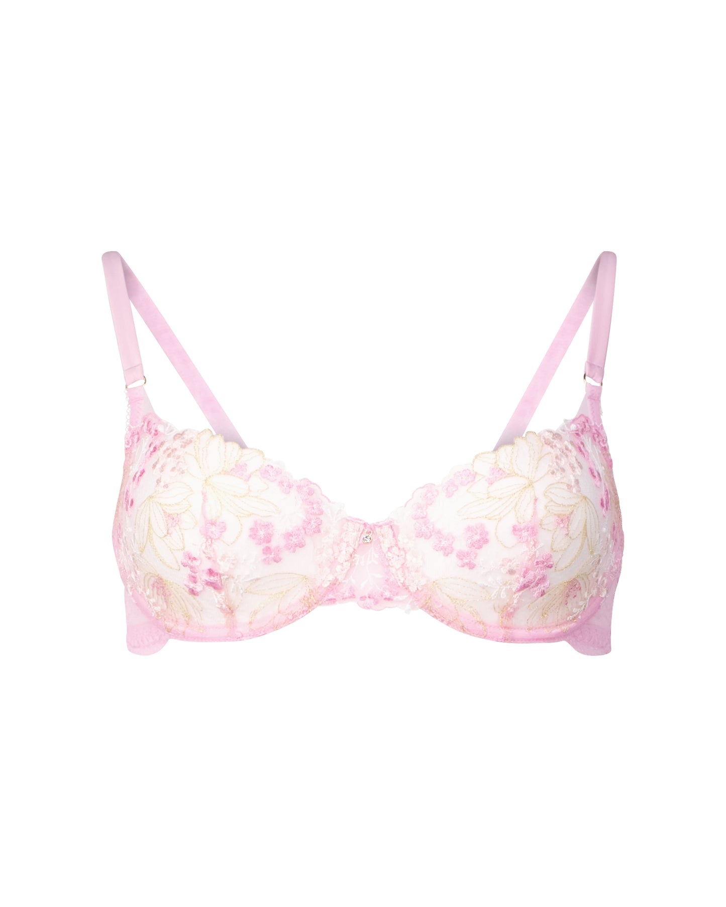 Blossom Embroidery Balconette Unlined In Pink