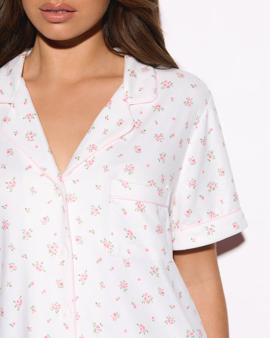 Ditsy Pink Floral Fuzzy Shortie PJ Set