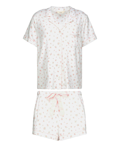Ditsy Pink Floral Fuzzy Shortie PJ Set