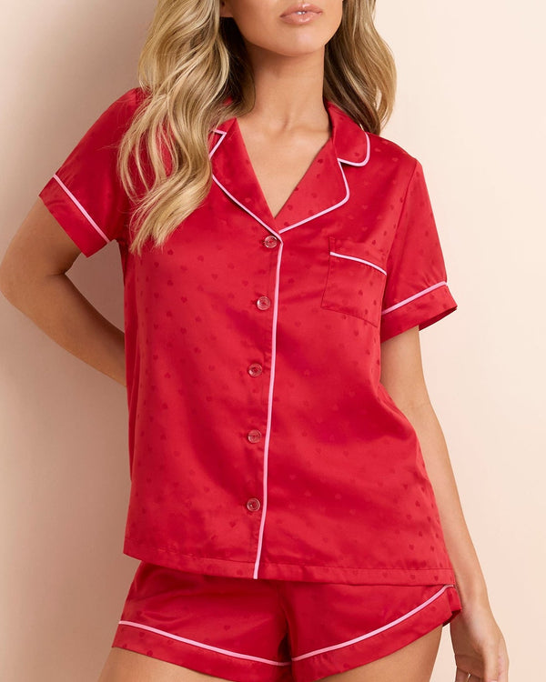 Bedtime Heart Satin Shortie PJ Set