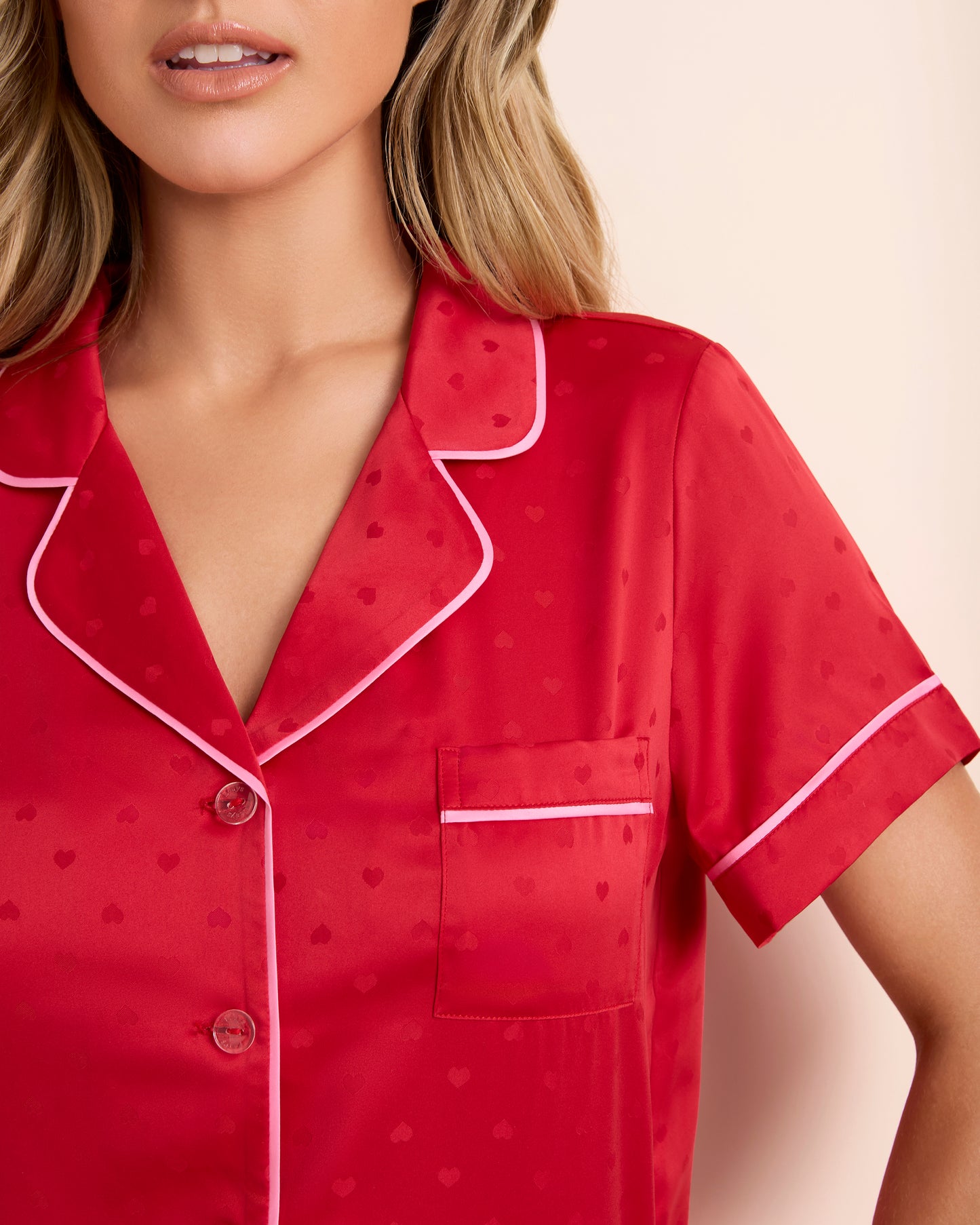 Bedtime Heart Satin Shortie Set