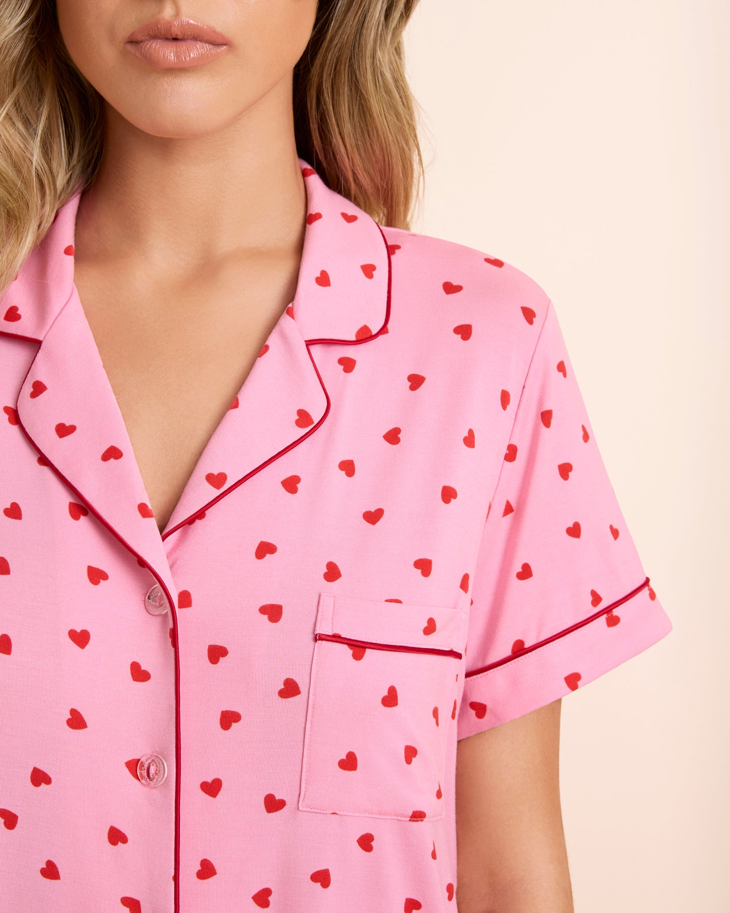 Bedtime Heart Knit Shortie Set