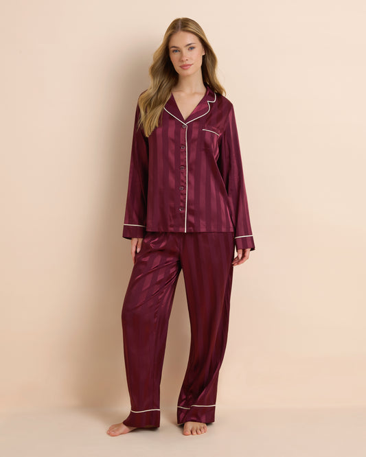 Bedtime Stripe Jacq Satin Long PJ Set