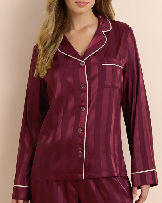 Bedtime Stripe Jacq Satin Long PJ Set