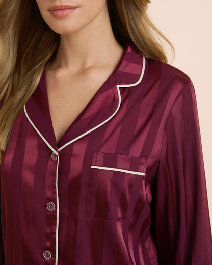 Bedtime Stripe Jacq Satin Long PJ Set