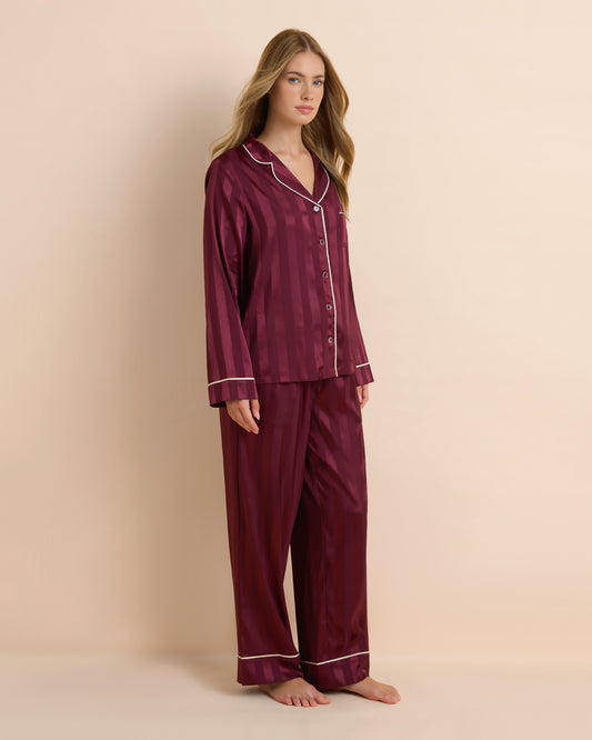Bedtime Stripe Jacq Satin Long PJ Set