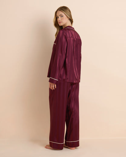 Bedtime Stripe Jacq Satin Long PJ Set
