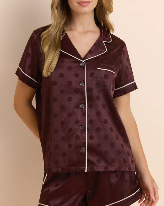 Spot Satin Shortie PJ Set