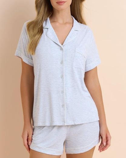 Super Soft Knit Shortie Set Grey