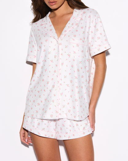 Ditsy Pink Floral Fuzzy Shortie PJ Set