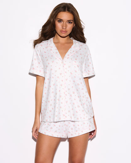 Ditsy Pink Floral Fuzzy Shortie PJ Set