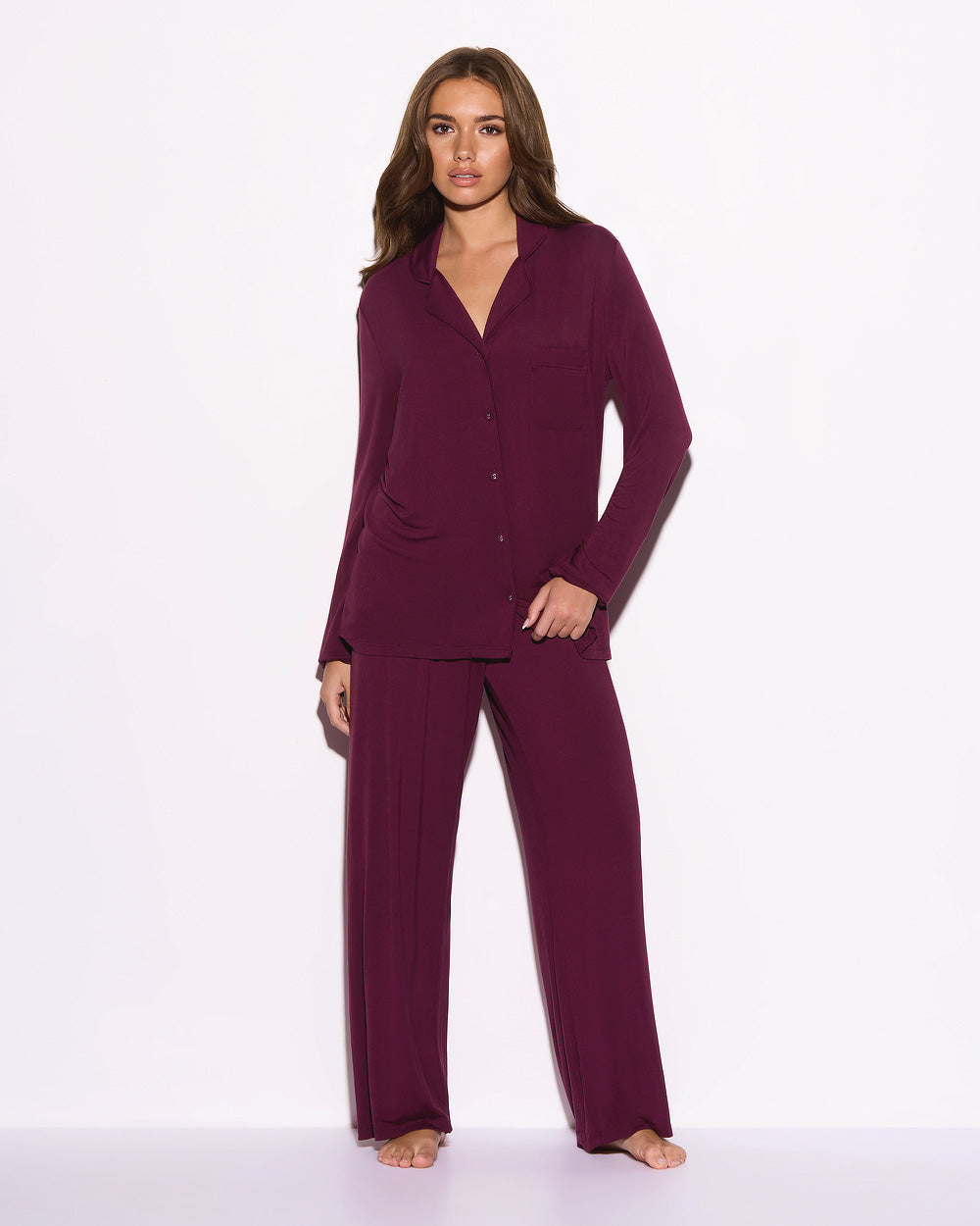 Super Soft Long PJ Set In Berry
