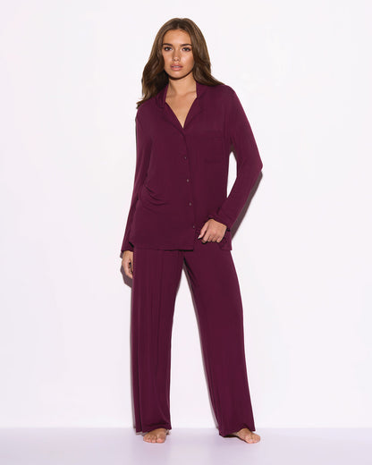 Super Soft Long PJ Set In Berry