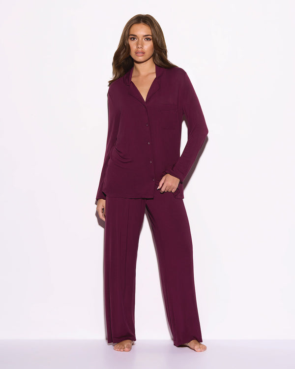 Super Soft Long PJ Set In Berry