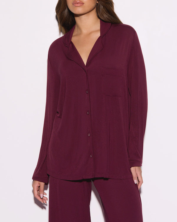Super Soft Long PJ Set In Berry