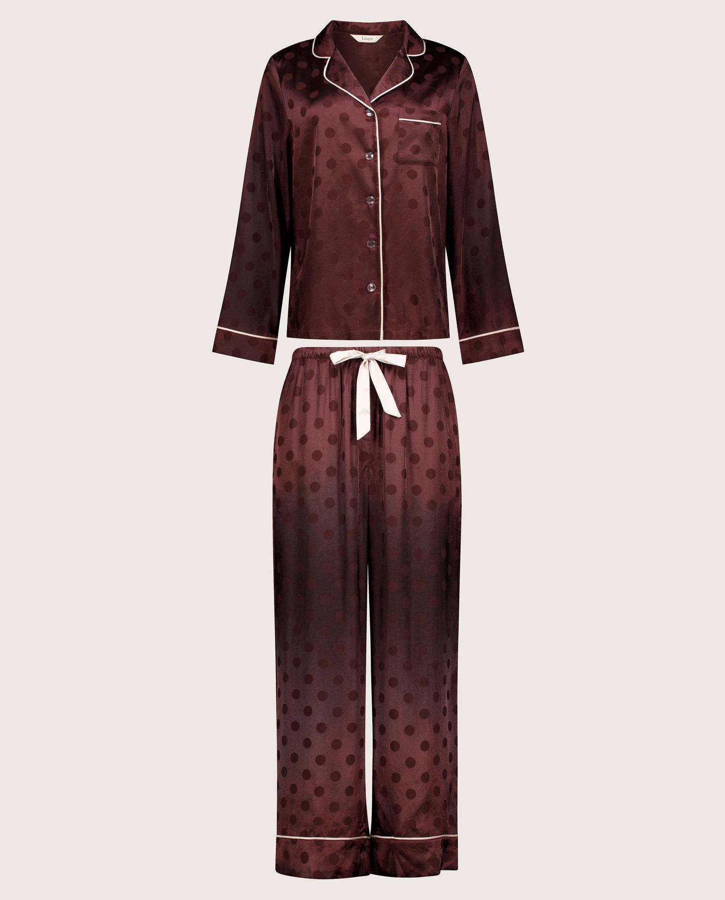 Spot Satin Jacquard Long PJ Set