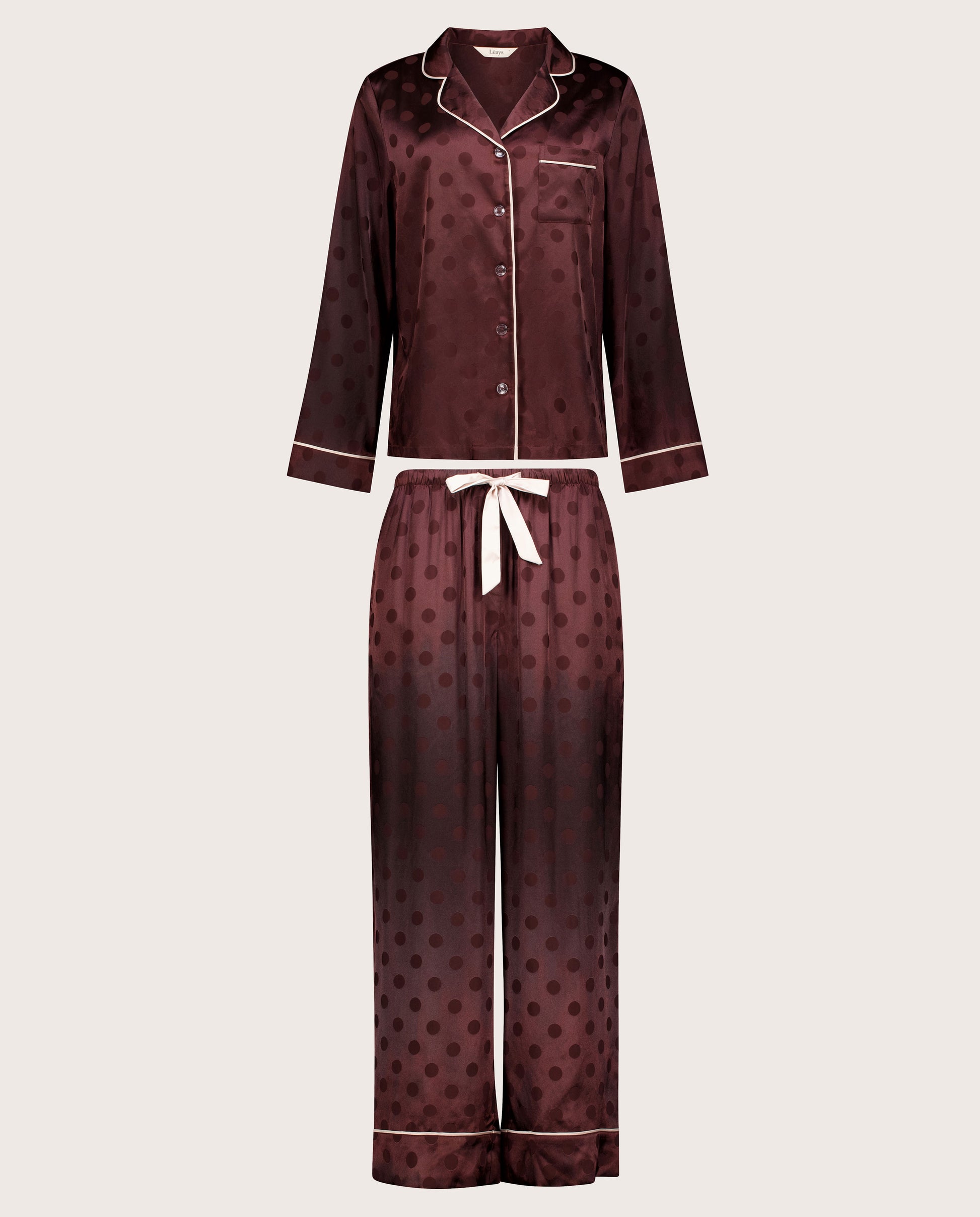 Spot Satin Jacquard Long PJ Set