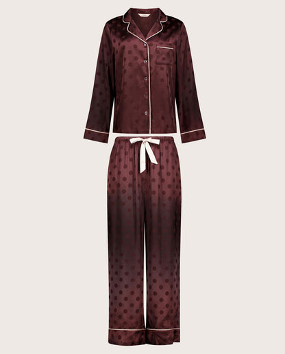 Spot Satin Jacquard Long PJ Set