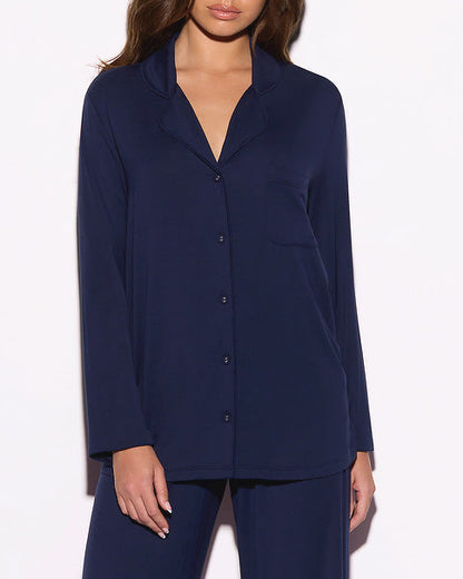 Super Soft Long PJ Set In Navy