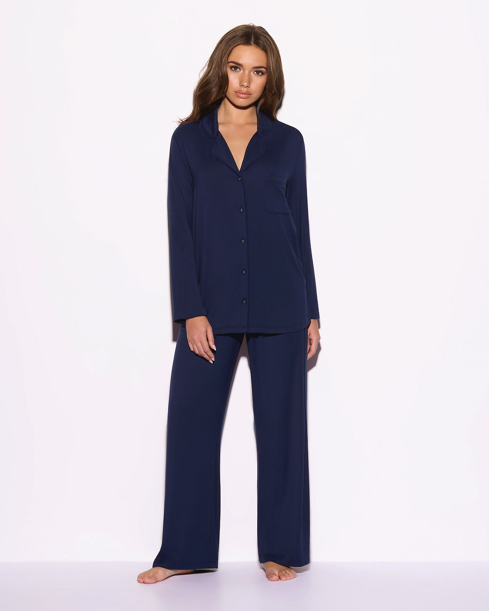 Super Soft Long PJ Set In Navy