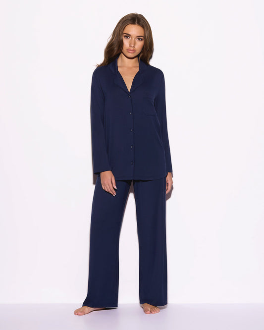 Super Soft Long PJ Set In Navy