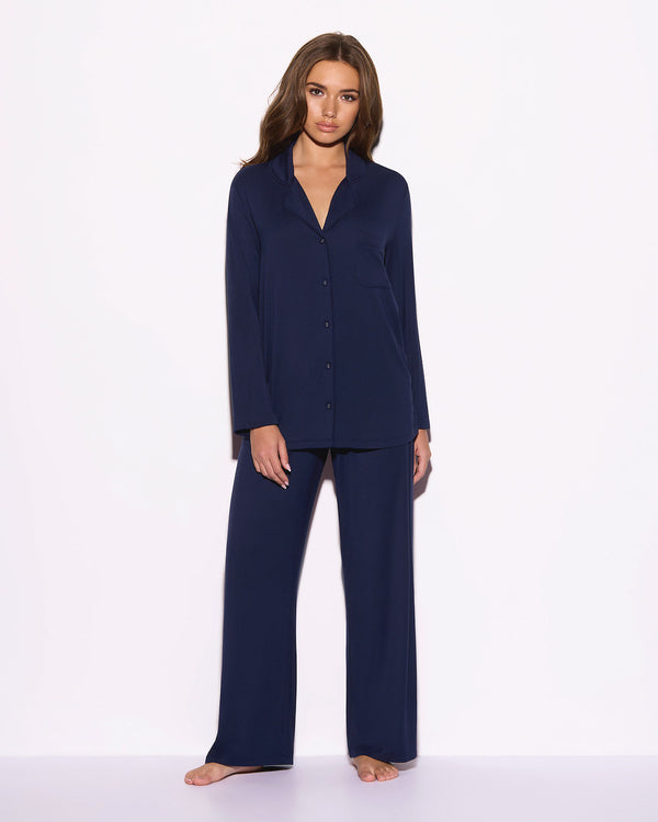 Super Soft Long PJ Set In Navy